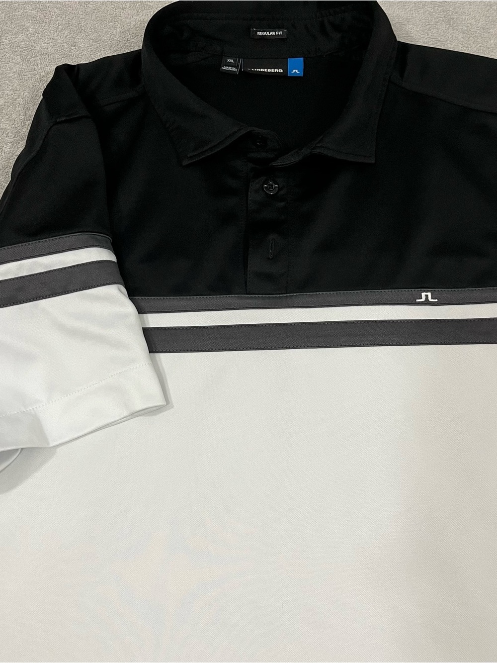 J.Lindeberg Polo Shirt Mens XXL Black Gray Fieldsensor Performance Stretch Golf
